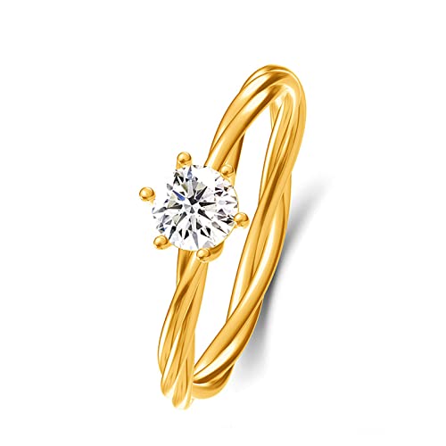 Beydodo Ring für Frauen Gold 750, Eheringe Solitär mit Diamant 0.5ct Trauringe Verlobungsringe Nickelfrei Gr.57 (18.1) von Beydodo