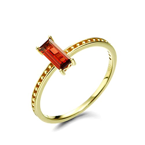 Beydodo Ring für Frauen Gold 750, Eheringe Solitär mit Rot Garnet Trauringe Verlobungsringe Nickelfrei Gr.51 von Beydodo