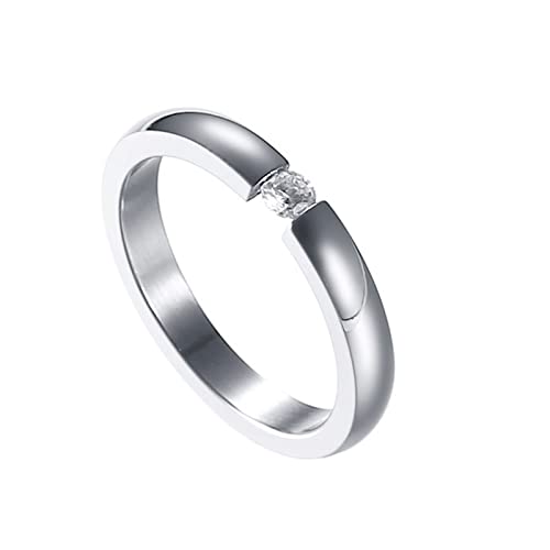Beydodo Ringe Edelstahl Frauen, Damen Ring 3MM mit Zirkonia Bandring Freundschaftsring Silber Ring Personalisiert Gr.55 (17.5) von Beydodo