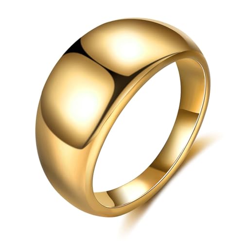 Beydodo Ringe Edelstahl Gold, Herren Ring Personalisiert 10MM Glänzend Freundschaftsringe Männer Ringe Nickelfrei Gr.49 (15.6) von Beydodo