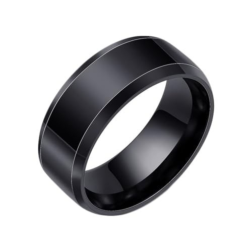 Beydodo Ringe Edelstahl Herren, Ring Personalisiert 8MM Glatt Bandring Partnerringe Schwarz Ringe Männer Nickelfrei Gr.54 (17.2) von Beydodo