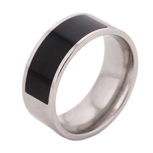 Beydodo Ringe Edelstahl Herren, Ring Personalisiert 8MM mit Schwarz Emaille Bandring Partnerringe Silber Ringe Männer Nickelfrei Gr.52 (16.6) von Beydodo