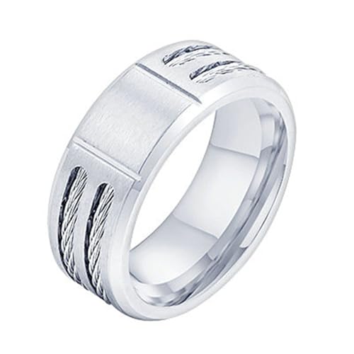 Beydodo Ringe Edelstahl Herren, Ring Personalisiert 9MM Matt mit Wia Bandring Partnerringe Silber Ringe Männer Gr.62 (19.7) von Beydodo