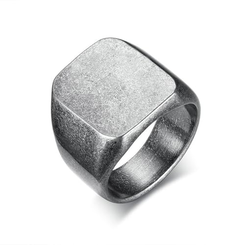 Beydodo Ringe Edelstahl Herren, Ring Personalisiert Breit 19MM Siegelring Partnerringe Vintage Silber Ringe Männer Gr.60 (19.1) von Beydodo