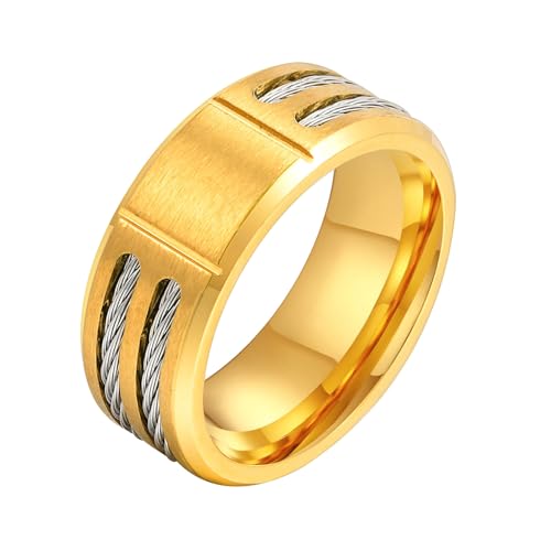 Beydodo Ringe Edelstahl Männer, Herren Ring Personalisiert 9MM Matt mit Wia Bandring Partnerringe Freundschaftsringe Gold Ringe Nickelfrei Gr.67 (21.3) von Beydodo