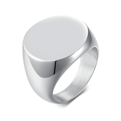 Beydodo Ringe Edelstahl Männer, Herren Ring Personalisiert Breit 20MM Siegelring Partnerringe Freundschaftsringe Silber Ringe Nickelfrei Gr.62 (19.7) von Beydodo