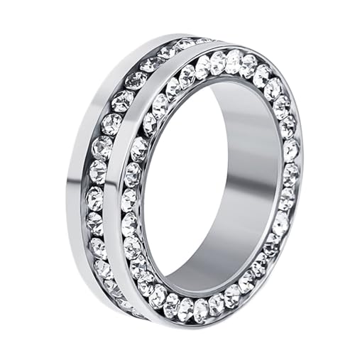 Beydodo Ringe Edelstahl Männer Frauen, Unisex Ring Personalisiert 6MM mit Zirkonia Freundschaftsringe Silber Ringe Nickelfrei Gr.62 (19.7) von Beydodo