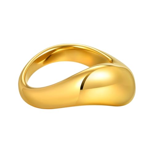Beydodo Ringe Edelstahl Vergoldet Damen, Frauen Ring Personalisiert Geometrie Glatt Partnerringe Freundschaftsringe Gold Ringe Nickelfrei Gr.52 (16.6) von Beydodo