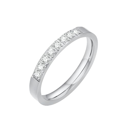 Beydodo Ringe Edelstahl Vergoldet Damen, Ring Personalisiert 3MM mit Zirkonia Bandring Partnerringe Gold Ringe Frauen Gr.57 (18.1) von Beydodo