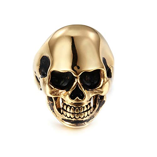Beydodo Ringe VintageTitan Herren Totenkopf Schädel Partnerring Punk Ringe Gold Größe 60 (19.1) von Beydodo
