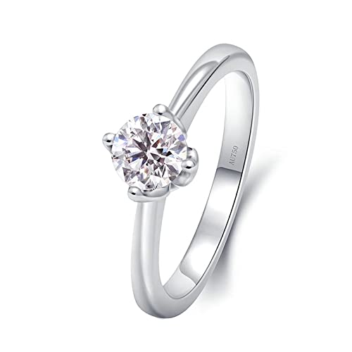 Beydodo Ringe Weißgold 585 Damen, Verlobungsring Solitär mit Laborgezüchteter Diamant 0.3ct Hochzeit Ringe Frauen Eheringe Nickelfrei Gr.57 von Beydodo