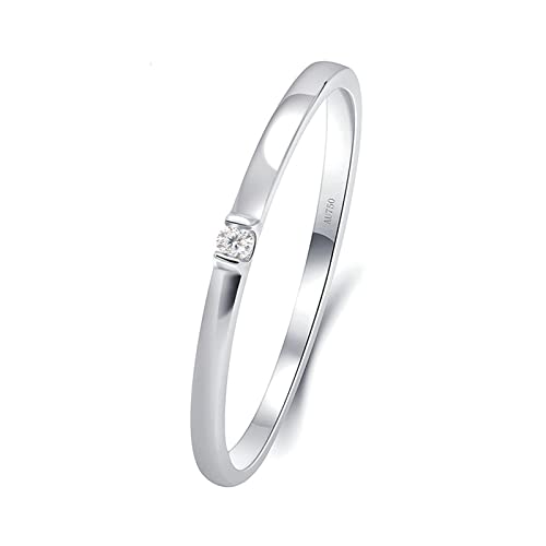 Beydodo Ringe Weißgold 750 Damen, Verlobungsring Solitä Schmal mit 0.015ct Moissanit Hochzeit Ringe Frauen Eheringe Nickelfrei Gr.56 von Beydodo