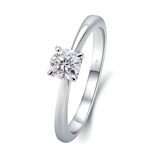 Beydodo Ringe Weißgold 750 Damen, Verlobungsring Solitär mit 0.5ct Diamant Hochzeit Ringe Frauen Eheringe Nickelfrei Größe 54 von Beydodo