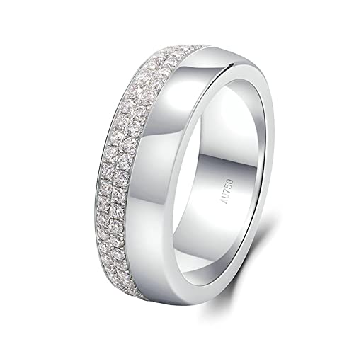 Beydodo Ringe Weißgold 750 Herren, Verlobungsring Breit mit 1ct Diamant Bandring Hochzeit Ringe Männer Eheringe Nickelfrei Gr.65 von Beydodo