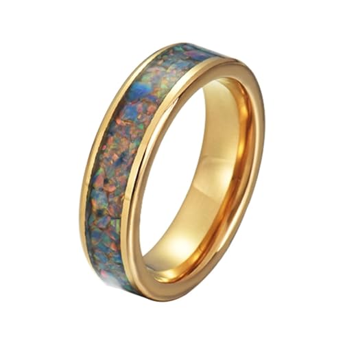 Beydodo Ringe Wolfram Herren, Ring Personalisiert 8MM mit Opal Bandring Partnerringe Gold Ringe Männer Nickelfrei Gr.72 (22.9) von Beydodo