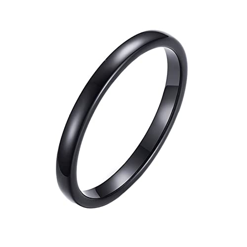 Beydodo Ringe Wolframcarbid Frauen, Damen Ring Schmal 2MM Bandring Freundschaftsring Schwarz Ring Personalisiert Gr.55 (17.5) von Beydodo