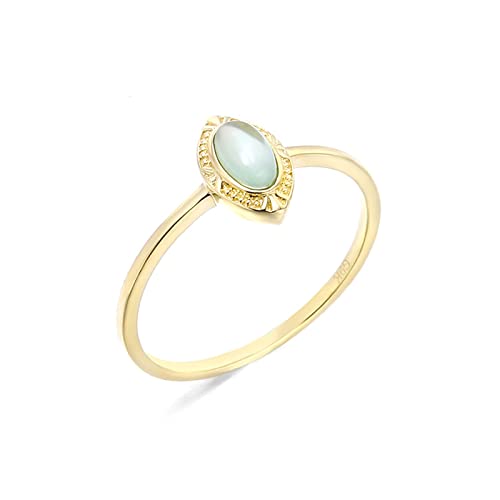 Beydodo Ringe für Damen 585 Gold, Trauringe Solitär mit Oval Peridot Gold Ringe Verlobung und Hochzeit Größe 57 (18.1) von Beydodo