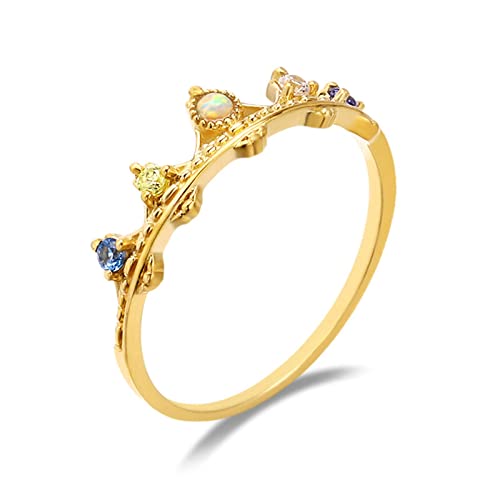 Beydodo Ringe für Damen 750 Gold, Trauringe Krone mit Edelstein und Opal Gold Ringe Verlobung und Hochzeit Gr.65 (20.7) von Beydodo