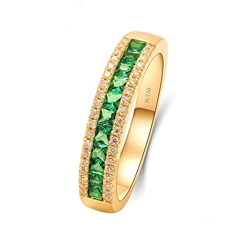 Beydodo Ringe für Damen 750 Gold, Trauringe mit Smaragd Bandring Gold Ringe Verlobung und Hochzeit Gr.61 von Beydodo