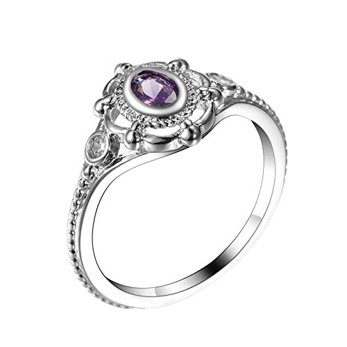 Beydodo Ringe für Frauen Vergoldet, Eheringe mit Stein Blume mit Lila Zirkonia Partnerring Damen Ring Silber Gr.60 (19.1) von Beydodo