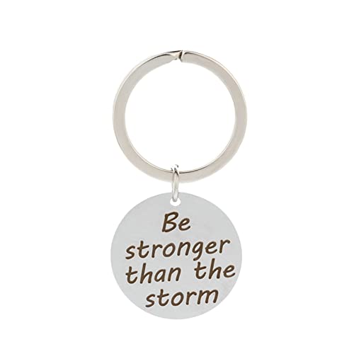 Beydodo Schlüsselanhänger Glücksbringer, Schlüsselbund Personalisiert Edelstahl Be Stronger Than The Storm Rund mit Gravur Dog Tag von Beydodo