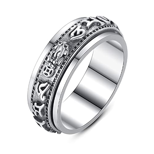 Beydodo Silber Ring Männer 925, Herren Ringe 6.8MM Spinner mit Mantra Partnerringe Silber Ring Personalisiert Große 69 (22.0) von Beydodo