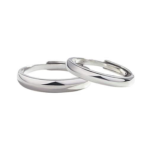 Beydodo Trauringe 925 Silber Ringe Set, Verlobungsringe Verstellbar Damen Herren Bandringe Schmal ohne Stein Paar Ringe Verlobung für Sie und Ihn von Beydodo