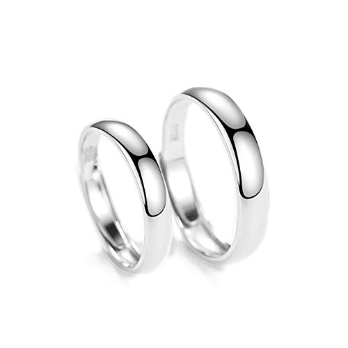 Beydodo Trauringe 925 Silber Ringe Set, Verlobungsringe Verstellbar Damen Herren ohne Steine Matt Rund Paar Ringe Verlobung für Sie und Ihn von Beydodo