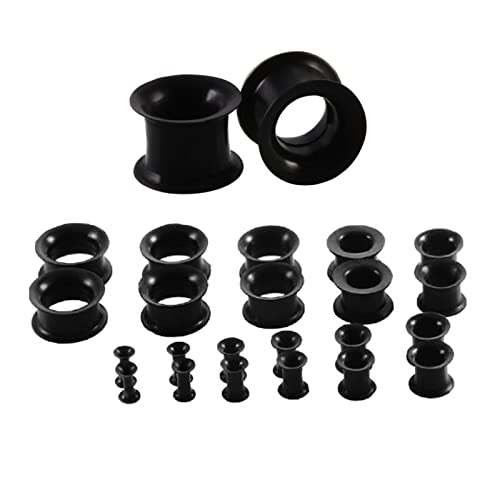 Beydodo Tunnel 3-20MM, Ohr Plug Edelstahl Silikon Schwarz Hoop mit Mehrere Größen Ohr Tunnel Piercing 11er Set 22PCS von Beydodo