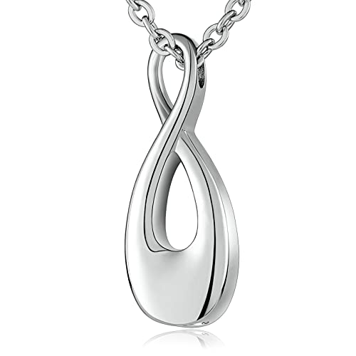 Beydodo Urnen Kette für Asche Damen Edelstahl, Asche Anhänger zum Befüllen Unendlichkeit Halskette Personalisiert mit Gravur von Beydodo