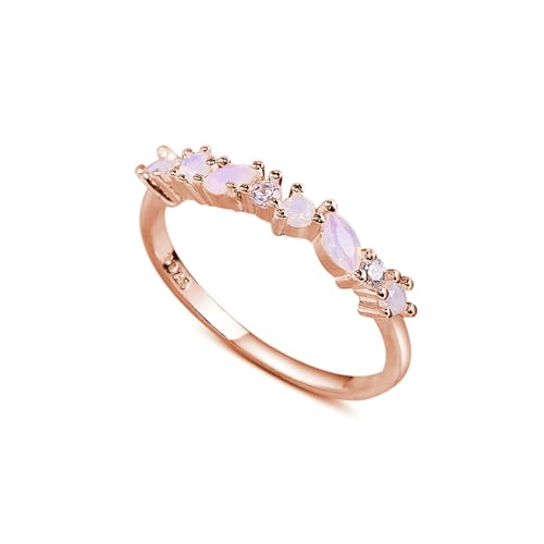 Beydodo Verlobungsring 925er Silber, Damen Ring Schmal mit Mondstein Bandring Trauringe Nickelfrei Rosegold Größe 54 (17.2) von Beydodo
