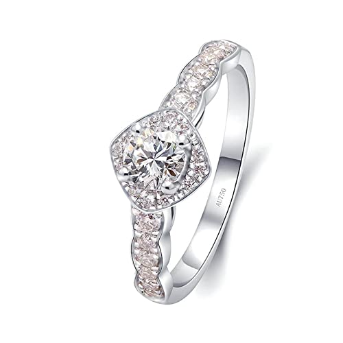 Beydodo Verlobungsring Damen Weißgold 750, Hochzeit Ringe Quadrat 4-Steg-Krappenfassung mit 0.4ct Diamant Eheringe Trauringe Nickelfrei Größe 60 (19.1) von Beydodo