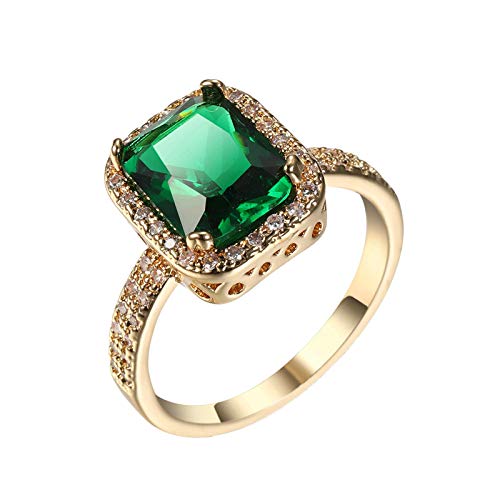 Beydodo Ring Damen mit Stein, Verlobungsring Vergoldet mit Grün Zirkonia Hochzeit Ringe Frauen Personalisiert Gr.54 (17.2) von Beydodo