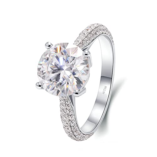 Beydodo Weißgold Ringe Frauen 750 18K, Verlobung Ring 4-Steg-Krappenfassung mit 3ct Diamant 9MM Hochzeit Ringe Damen Trauringe Nickelfrei Größe 49 von Beydodo