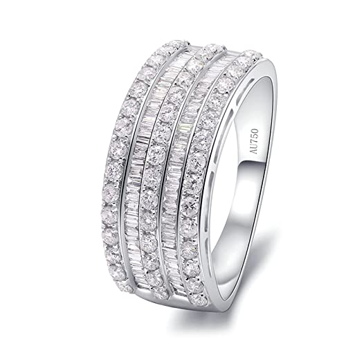 Beydodo Weißgold Ringe Frauen 750 18K, Verlobung Ring Breit mit 1ct Diamant Hochzeit Ringe Damen Trauringe Nickelfrei Größe 47 von Beydodo