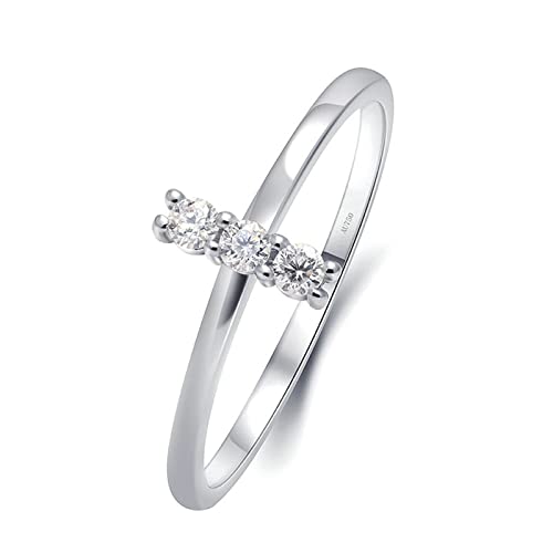 Beydodo Weißgold Ringe Frauen 750 18K, Verlobung Ring mit 3 Steine 0.3ct Laborgezüchteter Diamant Hochzeit Ringe Damen Trauringe Nickelfrei Größe 56 von Beydodo