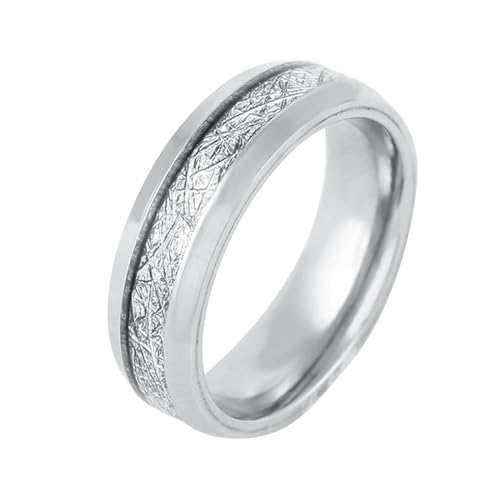 Beydodo Wolfram Ringe Herren, Ring Personalisiert 6MM mit Metallfolie Bandring Partnerringe Silber Ringe Nickelfrei für Männer Größe 62 (19.7) von Beydodo