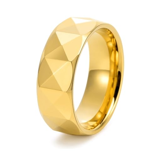 Beydodo Wolfram Ringe Partner, Herren Damen Ring Personalisiert 8MM Poliert Rund Bandring Freundschaftsring Gold Ringe für Männer und Frauen Größe57 von Beydodo