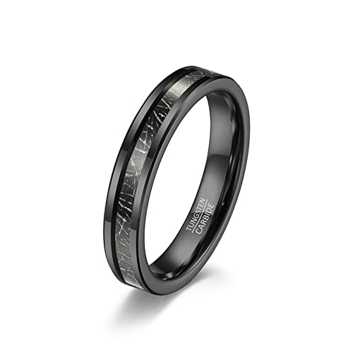 Beydodo Wolframcarbid Herren Ring Freundschaft, Männer Ringe 4MM mit Metallfolie Bandring Partnerring Schwarz Ring Personalisiert Größe 60 (19.1) von Beydodo