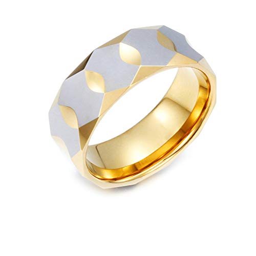 Beydodo Wolframcarbid Ringe Freundschaft Geometrie Matt 9 MM Punk Ring Gold Partnerringe Größe 54 (17.2) von Beydodo