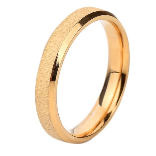 Edelstahl Herren Damen Ring Freundschaft, Unisex Ringe 3MM Gebürstet Bandring Partnerringe Gold Ring Personalisiert Nickelfrei Größe 54 (17.2) von Beydodo