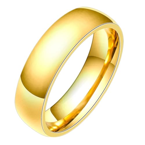 Edelstahl Ringe Herren Damen, Unisex Ring 5MM Glatt Bandring Partner Ring Personalisiert Gold Gr.65 (20.7) von Beydodo