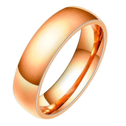 Herren Damen Ringe Edelstahl, Unisex Ring 5MM Glatt Bandring Freundschaftsring Ring Personalisiert Rosegold Gr.65 (20.7) von Beydodo