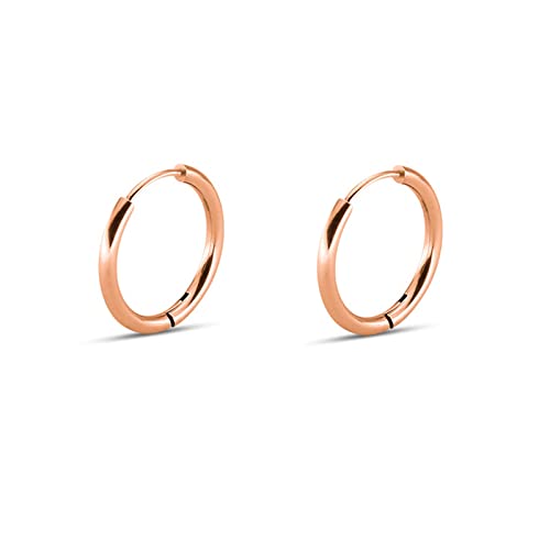 Ohrringe Nickelfrei Modeschmuck, Ohrringe Creolen Vergoldet Damen Herren Poliert Kreise 12MM Breit Ohrringe Rosegold für Mädchen Jugend von Beydodo