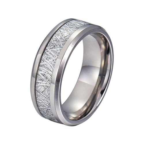 Ringe Edelstahl Männer, Herren Ring Personalisiert 8MM mit Metallfolie Bandring Freundschaftsringe Silber Ringe Nickelfrei Gr.70 (22.3) von Beydodo