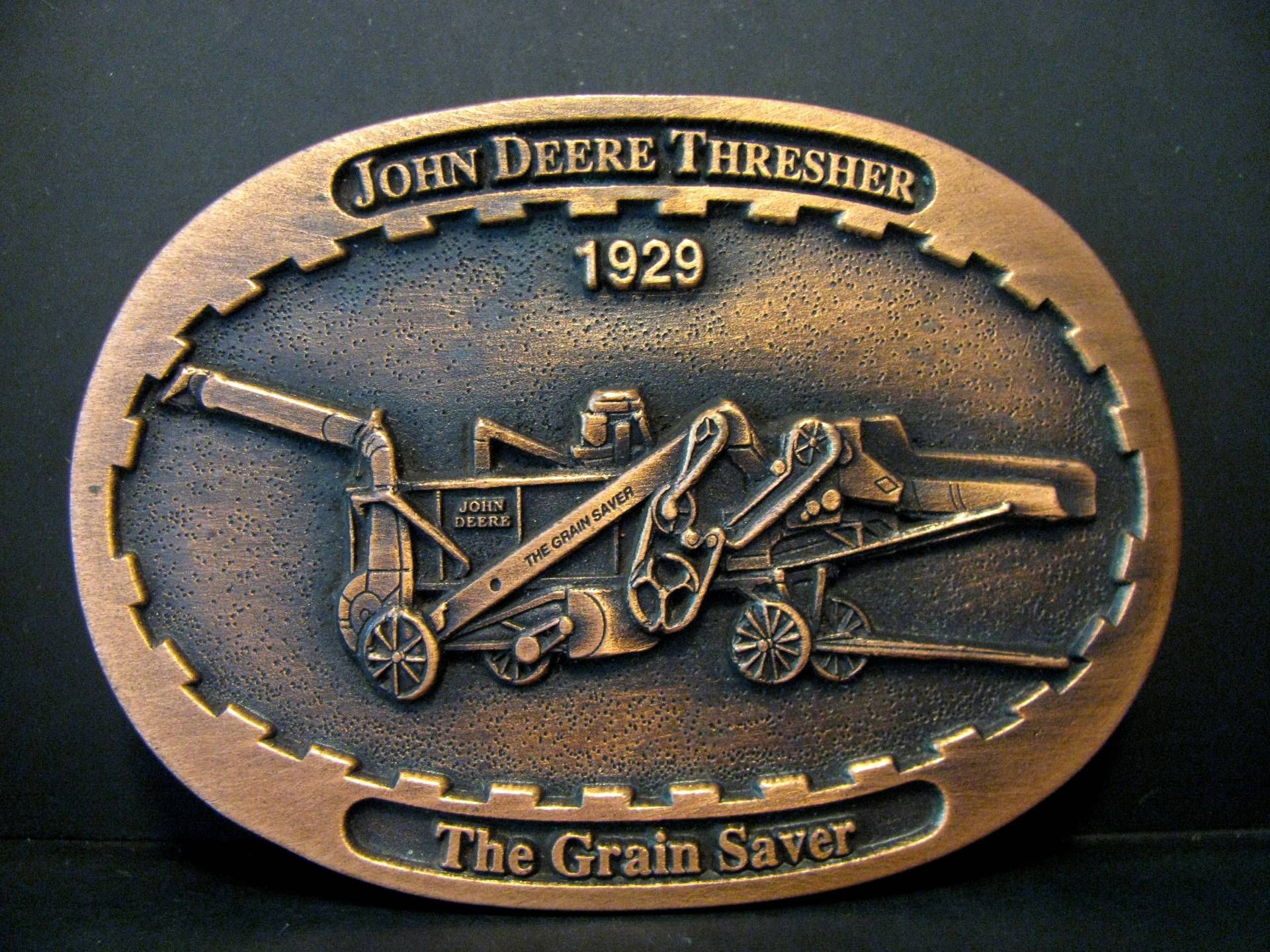 John Deere 1929 Thresher "The Grain Saver" 1993 Kupferfarbene Gürtelschnalle Jd Collectible & Company Moline Illinois Vintage Antik von BeyerTractor