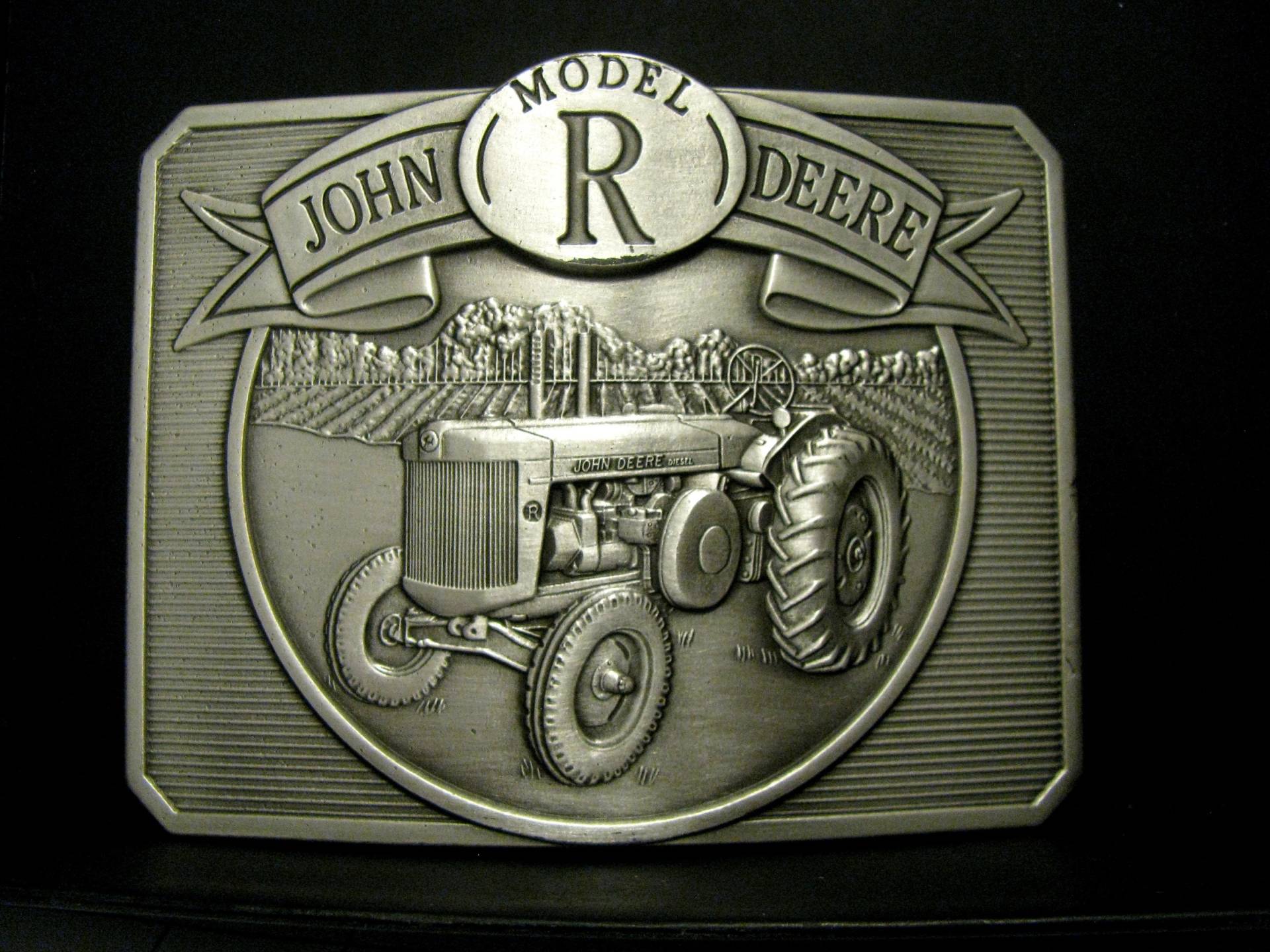 John Deere 1948 Modell R Zweizylinder Traktor Versilbert 1990 Gürtelschnalle Jd Collectible von BeyerTractor