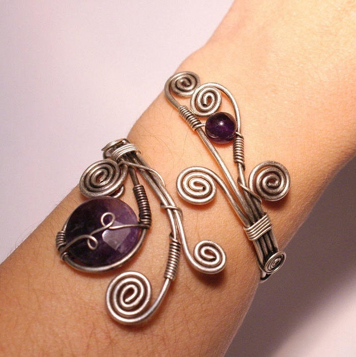 Amethyst Armband Für Frauen, Manschette Armband, Schmuck, Boho Schmuck Geschenk Sie, Draht Gewickelt von BeyhanAkman