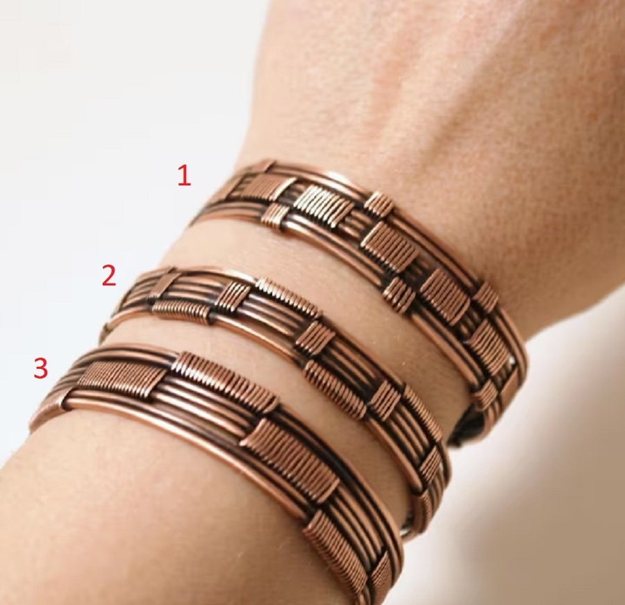 Set Aus Kupferarmband, Kupferschmuck, Kupferarmband Für Frauen Oder Männer, Kupfermanschettenarmband, Draht Gewickelt Armband, Einzigartige Geschenke von BeyhanAkman