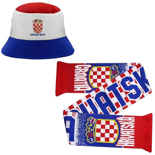 Beyond Happy Fischerhut mit Kroatien-Motiv, traditionelle Hrvatska-Flagge, Rot, Weiß, Blau, robuster Sonnenhut – (100 % Baumwolle, Unisex-Design, Fußball- und Olympia-Unterstützung), mehrfarbig, One von Beyond Happy